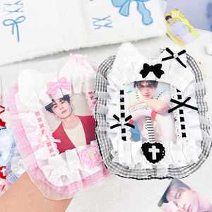 Funda Protectora de Peluche con Encaje para Tarjetas Fotográficas, Protector de Borde Decorativo, Llavero, Cubierta para Guardar Tarjetas - Product Image 1