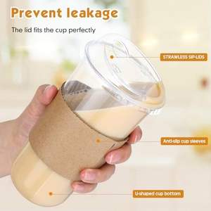 أغطية رشفة شفافة 18 أونصة للاستعمال مرة واحدة بقطر 90 من القهوة المثلجة للمشروبات الباردة - Product Image 4