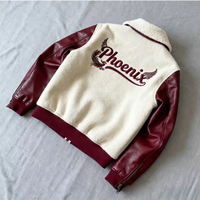 Veste universitaire unisexe en cuir véritable avec broderie personnalisée, manches en cuir, patchs en chenille, style élégant, col montant, coupe droite, pour l'hiver