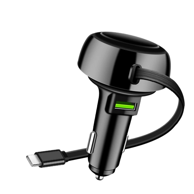 66W Car Charger Fast Charging USB Car Charger With Retractable Type C Cable Multi-Function Car Charger for Xiaomi Samsung Huawei