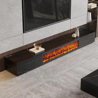 Meuble TV moderne italien avec cheminée électrique LED, flamme simulée, construction en bois massif, idéal pour appartement, meuble de sol