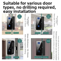 Serrure Intelligente Baodeli pour Porte en Verre avec Reconnaissance d'Empreintes Digitales, Code, Visage et Carte – Ouverture Simple/Double Coulissante Sans Perçage pour Bureau et Magasin