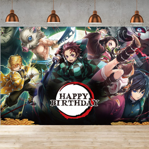 Anime <span class=keywords><strong>Demon</strong></span> <span class=keywords><strong>Slayer</strong></span> Toile de fond Photographie Enfants Fête d'Anniversaire Décoration <span class=keywords><strong>Bannière</strong></span> Photographie Toile de fond Studio Photo - Product Image 2