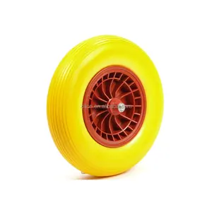 黄色塑料轮辋聚氨酯实心轮胎泡沫填充车轮