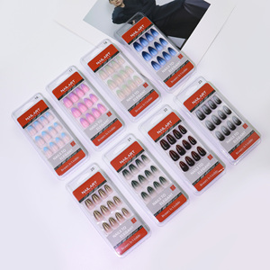 AIERFEI Salon qualité courte forme d'amande Gel <span class=keywords><strong>ongles</strong></span> conseils Ombre presse sur les <span class=keywords><strong>ongles</strong></span> couleur <span class=keywords><strong>rouge</strong></span> <span class=keywords><strong>ongles</strong></span> artificiels - Product Image 6