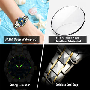 POEDAGAR 782 แฟชั่นผู้หญิงหรูหรานาฬิกานาฬิกาข้อมือสแตนเลสกันน้ําส่องสว่างเลดี้นาฬิกาควอทซ์ - Product Image 4