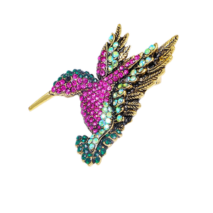 Broche de colibrí de estilo europeo americano al por mayor, nuevo <span class=keywords><strong>Pin</strong></span> de cuello de diamantes de imitación de moda transfronteriza para ropa de fiesta de mujer - Product Image 5
