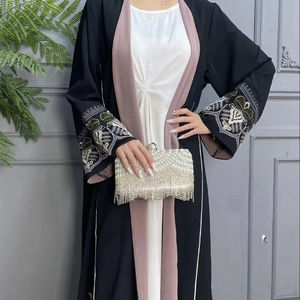 Nuosha OEM 2025 Nouvelle <span class=keywords><strong>robe</strong></span>-veste musulmane brodée à la main, de haute qualité, respirante, abaya, <span class=keywords><strong>CE</strong></span>, pour tous les jours - Product Image 1