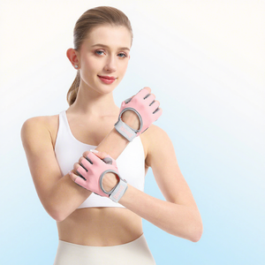 Gants de sport demi-doigts avec grip en silicone et paume épaisse, antidérapants, résistants à la transpiration, dos en maille polyester respirante - Product Image 1