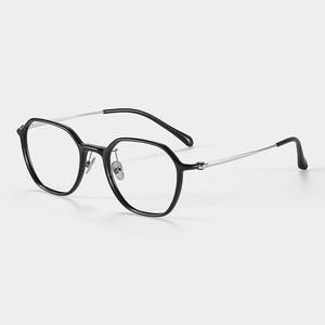 Lunettes optiques polygonales pour femmes Danyang 9106, monture en titane pur, taille moyenne, verres en plastique, lunettes de vision de près - Product Image 1