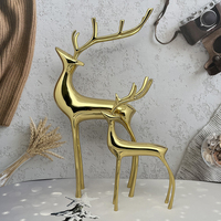 Ensemble de 2 figurines de rennes, décoration d'intérieur, cerfs de Noël en laiton, rennes lourds, décorations d'intérieur de Noël pour la maison