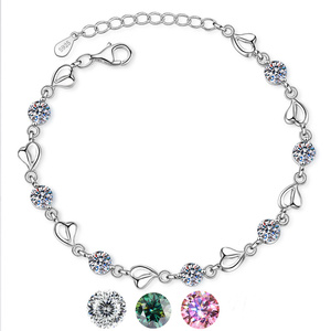 Venta al por mayor S925 plata verde moissanita pulsera D Color Vvs 3,5 quilates moissanita pulseras ajustables para las mujeres - Product Image 1