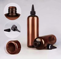 Bouteille souple transparente/ambre/bleue de 8 oz et 16 oz avec bouchon torsadé pour les cheveux