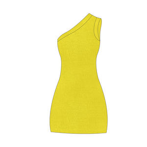 Personalizado al por mayor nuevo diseño 100% lana ceñido al cuerpo erógeno un hombro cuello inclinado aberturas laterales mujeres vestido de suéter de punto - Product Image 2