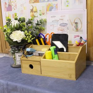 Organizador de Escritorio de Bambú con Cajón para el Hogar y la Oficina, Elegante Organizador de Escritorio - Product Image 3