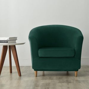 OBCREAT Soft Velvet Stretch 2 pièces Housses de fauteuil pour salon, chambre et appartement-Housses de meubles modernes vert foncé - Product Image 2