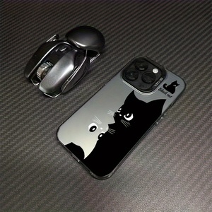 Custodia per cellulare con gatto nero simpatico per <span class=keywords><strong>iPhone</strong></span> 15 17 13 18 Pro Max, cover antiurto colorata argento - Product Image 5