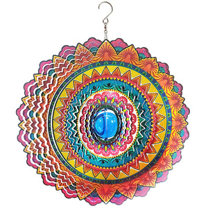 Molino de Viento Mandala con Bola de Cristal y Flor 3D, de Acero Inoxidable, Decoración Navideña, Arte para Jardín y Patio, Escultura de Viento - Product Image 2