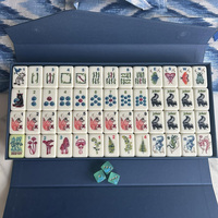Juego de Fichas de Mahjong Americanas de Acrílico Pintadas a Mano y Grabadas con Diseño de Lujo: Zorro, Oso, Hongo, Flora y Fauna, 160 Piezas, Ecológico, Envío Inmediato