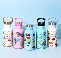Thermos pour enfants en acier inoxydable de 350 ml (12 oz) avec logo personnalisé, gourde portable pour enfants avec poignée et couvercle