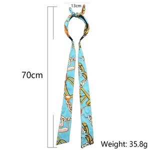 ربطة شعر مع شريط متدلي للنساء، ربطة شعر جديدة لعام 2022 بتصميم فيونكة ساحرة، غطاء رأس صيفي - Product Image 2