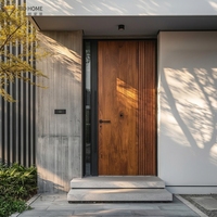 Porte d'entrée moderne en bois massif de mahogany pour villa, design élégant, portes d'entrée pour maisons