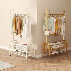 Porte-vêtements double couche multifonctionnel <span class=keywords><strong>pas</strong></span> <span class=keywords><strong>cher</strong></span>, design multifonction, support métallique sur pied - Product Image 2