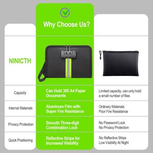 Chống cháy túi tiền với khóa dây kéo chống cháy sợi thủy tinh chịu nước cho lưu trữ an toàn của tiền mặt điện thoại di động phím thẻ tín dụng - Product Image 5