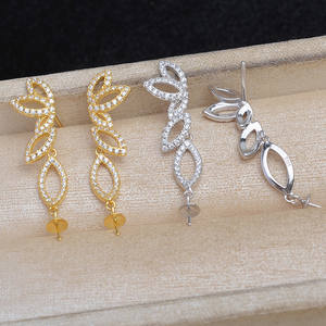 Accessoire de bijouterie en argent S925 avec pampille et support d'oreille pour perles DIY 9-11mm, vide pour volant JG6019 - Product Image 1