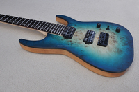 Flyoung Blue Burst 7 Strings Electric Guitar Stringed Instruments Burl Maple Veneer Guitar