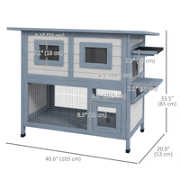 Maison pour chat de luxe moderne en bois de sapin pour extérieur, 2 niveaux, résistante aux intempéries, avec balcon en grillage métallique, abri de jardin de haute qualité