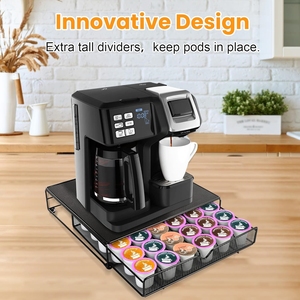 Tiroir de rangement pour dosettes K-Cup avec 36 compartiments - Étagère en maille métallique pour dosettes de café, idéal pour la maison ou le coin café du bureau - Product Image 2