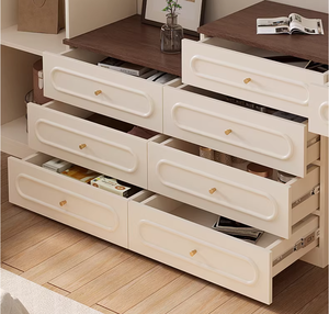 Ensemble intégré de commode et de coiffeuse de style vintage français en crème <span class=keywords><strong>avec</strong></span> tiroirs rétractables personnalisables - Product Image 4