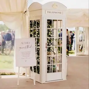 White Phone Booth For Wedding Hotel Shopping Mall Decor Handmade Iron Crafts White Telephone Booth