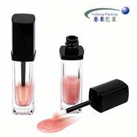 Tube de gloss à lèvres en plastique transparent 7ml, emballage carré vide pour gloss, flacon cosmétique de haute qualité, impression sur écran, couleurs personnalisées, OEM