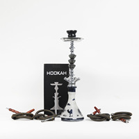 Nouvel ensemble complet de chicha arabe transfrontalier en verre dépoli avec tuyau en acrylique à quatre tubes, design créatif
