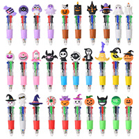 Halloween kartun Mini empat warna pulpen pena perencana siswa sekolah dasar lucu pena Multi warna alat tulis hadiah kecil