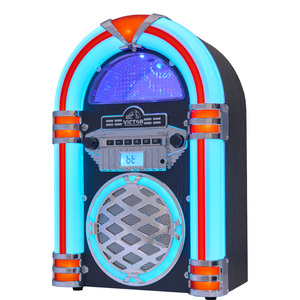 Lecteur de CD avec Bluetooth, radio FM, éclairage LED changeant de couleur, style jukebox classique, haut-parleur 5W×2, AC 11.0x6.6x15.8 pouces - Product Image 1