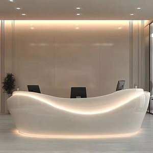 Moderno <span class=keywords><strong>Mostrador</strong></span> de Recepción Curvo Blanco, Hecho a Mano y Personalizado, Adecuado <span class=keywords><strong>para</strong></span> Hoteles/Vestíbulos, <span class=keywords><strong>Mostrador</strong></span> de Recepción con Luz LED - Product Image 5