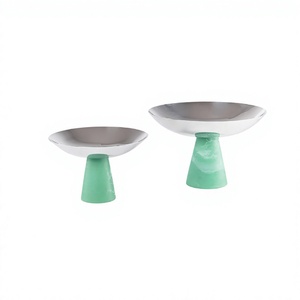 Ensemble de 2 bols à nourriture de tailles différentes en acier inoxydable, pour collations et desserts, avec support en résine, pour hôtel et restaurant. - Product Image 1