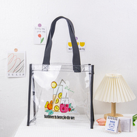 Sac fourre-tout en PVC transparent recyclé, écologique, pour le shopping, avec logo personnalisé imprimé, motif tournesol, sac de shopping d'été