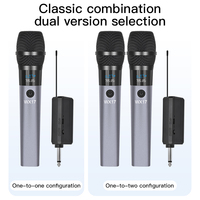 Microphone KTV sans fil avec récepteur rechargeable, double prise jack 1/4 et 1/8, 4 canaux, directivité cardioïde pour utilisation en bus