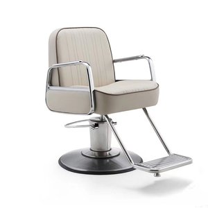 Poltrona da Barbiere di Lusso in Acciaio Inossidabile, Sedia Idraulica per Taglio, Permanente e Styling con Seduta in Pelle - Product Image 5