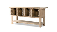 Table console créative en bois massif ancien récupéré, fabriquée à la main, écologique, style Wabi-Sabi, vente en gros directe d'usine chinoise