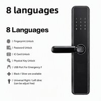 Cerradura Inteligente Tuya con Acceso por Huella Dactilar, Contraseña, Tarjeta y Llave, Compatible con Múltiples Países y Uso Transfronterizo, para Puertas de Madera Sólida