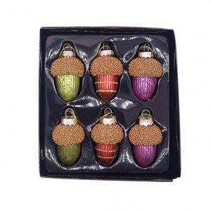 Décorations de fête de Noël en verre peint à la main, ornements en forme de pomme de pin, fournis directement par l'usine - Product Image 2