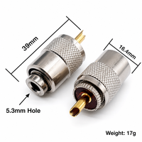 Connecteur UHF mâle PL259 pour câble coaxial RF RG58 LMR200 LMR195 RG223 avec boîtier en alliage de zinc et broche en cuivre pour soudure
