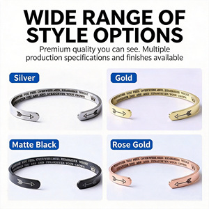 Bracelet manchette plaqué argent avec citation inspirante et motif flèche, bijou religieux chrétien, cadeau - Product Image 6