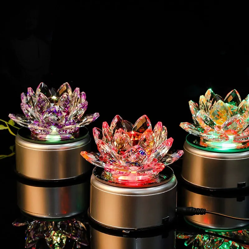 Fiori di loto luminosi di vetro K9 nuovi souvenir del tempio buddista di cristallo di loto colorato Fengshui