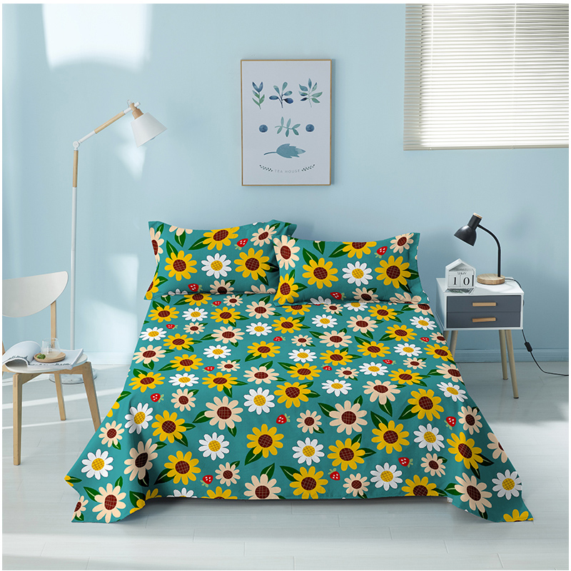 China manufacture flower bed sheet 3 pieces bright color bedsheets set good quality sheets for bed strip bed sheets bedding